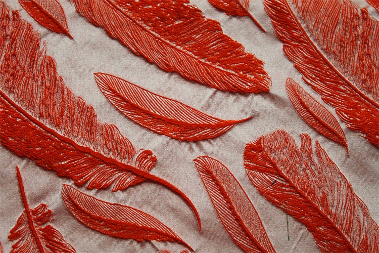 羽毛图案女装蓬蓬裙提花面料